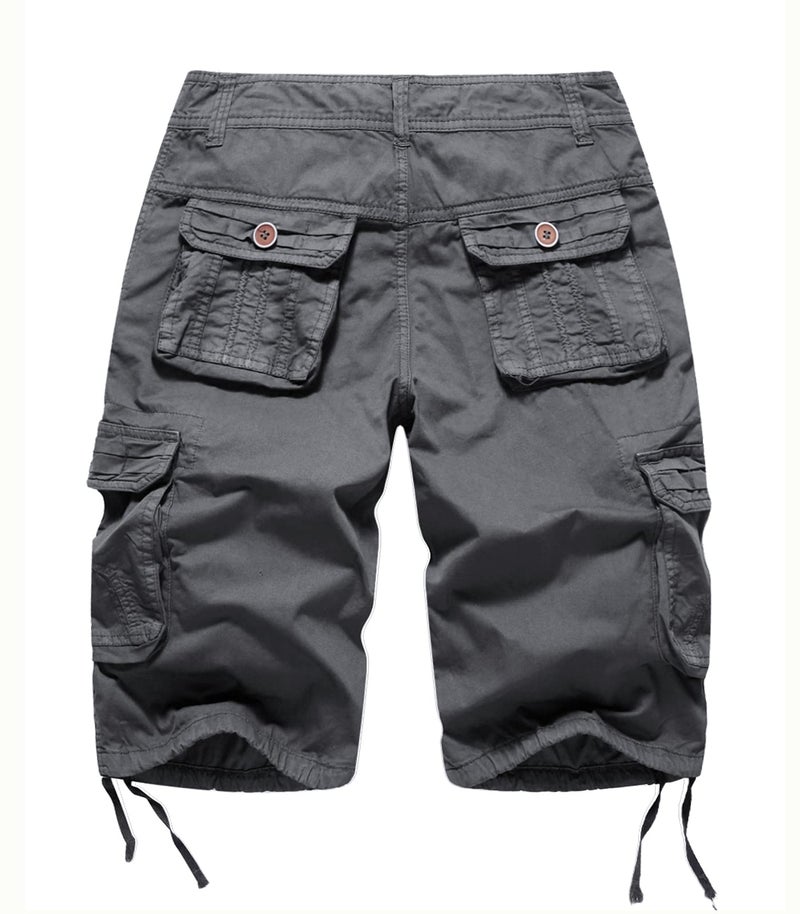 FOURSTEEDS Women's Relaxed Fitted Multi-Pockets Camouflage Twill Cotton Tactics Bermuda Cargo Shorts Dark Grey US 14 - Image 2